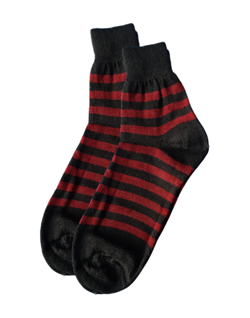 Women pure wool Anklet socks Striped design black